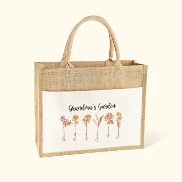 Discover Personalised Birth Flower Tote Bag Birthday Gift Mother's Day Gift for Mother Grandma