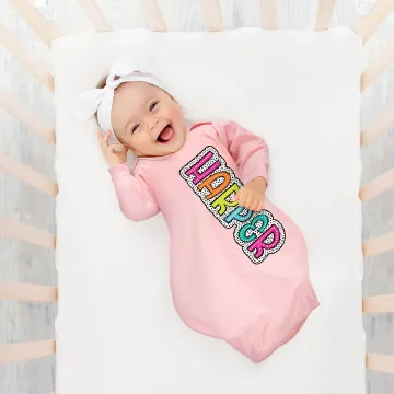 Discover Personalised Dalmatian Dot Colourful Letter 100% Cotton Baby Sleeper Gown with Name Baby Shower Coming Home Gift for Newborn