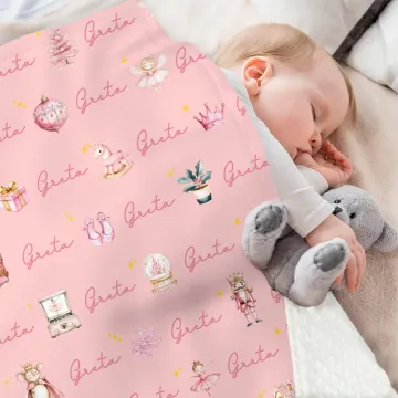 Discover Personalised Childlike Nutcracker Fairy Ballet Girl Baby Security Blanket with Name and Dotted Backing Birthday Baby Shower Gift for Newborns
