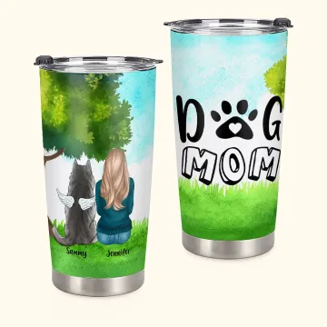 Discover Personalised Dog Mom/Dad 20 oz Stainless Steel Tumbler with Name Birthday Christmas Father's Day Gift for Dog Lovers