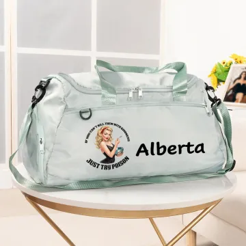 Discover Personalised Vintage Feminism Multi-compartment Travel Duffle Bag with Name and Shoulder Strap Travel Accessories Birthday Gift for Women
