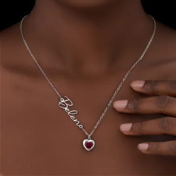 Discover Personalised Exquisite Heart Birthstone Necklace with Name Dainty Jewellery Birthday Mother's Day Gift for Women