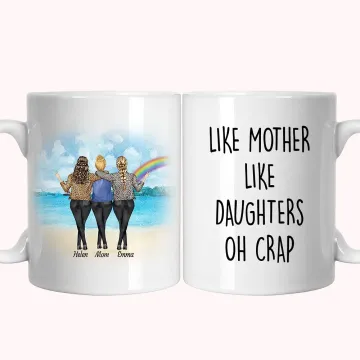 Discover Personalised Like Mother Like Daughter Rainbow White Ceramic Mug for Mom Gifts for Daughter C-type Handle