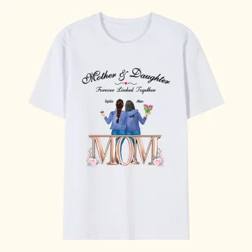 Discover Personalised Mother and Daughter Eternal Love Back View Flower T-shirt Memorial Day Basic  T-Shirt