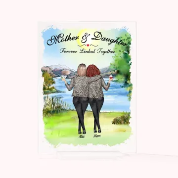 Discover Personalised Mother and Daughter Happy Holidays Small River Green Grass Acrylic Plaque Mother's Day Acrylic Decoration