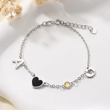 Discover Personalised Constellation Birthstone Initial Heart Pendants Bracelet Daily Use Anniversary Birthday Gift for Woman Friend Girlfriend