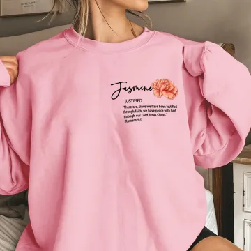 Discover Personalised Birth Flower T-Shirt Sweatshirt Hoodie with Name Mother's Day Appreciation Birthday Gift for Moms Grandmas Women