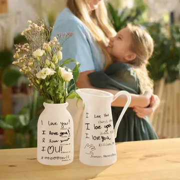 Discover Personalised Handwritten Photo Ceramic Flower Vase with Age and 1-8 Names Birthday Mother's Day Gift for Mom Grandma Family