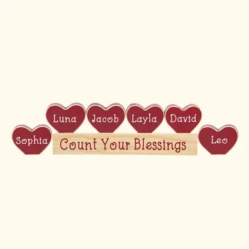 Discover Women's Heart Count Your Blessings Set with Kid's Name