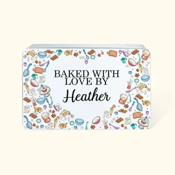 Discover Personalised Baked Sewn with Love by Name Food Grade Metal Sewing Biscuit Tin Large Storage Birthday Gift for Family