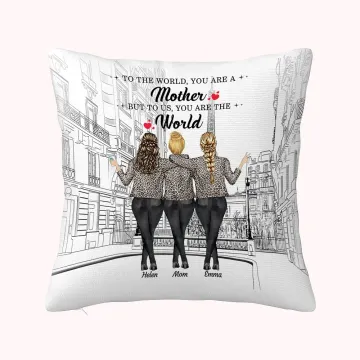 Discover Personalised to the World You are a Mother but to Us You are the World Beach View and Rainbow Throw Pillow Cover