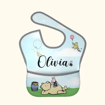 Discover Personalized Waterproof Winnie the Pooh Baby Bib Washable Fabric