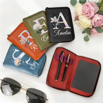 Discover Personalised Mother-of-Pearl Effect Birth Flower PU Leather Notebook Organizer with Name and Notebook Birthday Gift for Women
