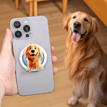 Discover Personalised 3D Cartoon Dog Magnetic Phone Grip with Name Phone Accessory Birthday Anniversary Gift for Dog Mom Dad Pet Lovers