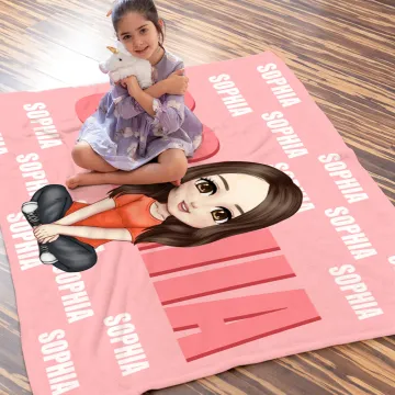 Discover Personalised Cute Cartoon Character Shadow Name Soft Throw Blanket with Name Birthday Christmas Gift for Boys Girls
