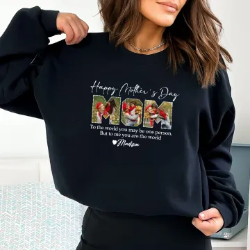 Discover Personalised Happy Mother's Day 3-7 Photos Grandma T-shirt Sweatshirt Hoodie with Name Mother's Day Gift for Mom Grandma