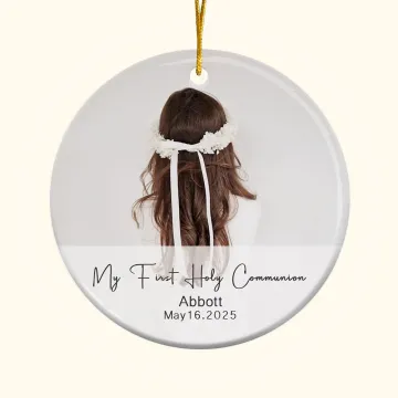 Discover Personalised My First Holy Communion Ceramic Photo Ornament with Name & Date Religious Baptism Gift or Christian