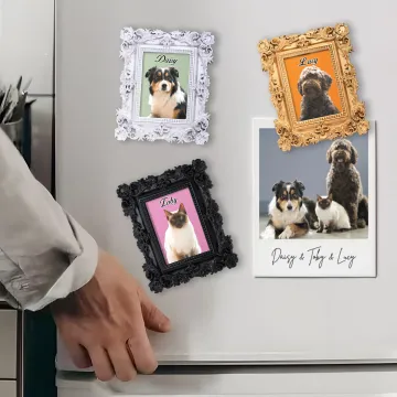 Discover Personalised Oil Painting Frame Photo Fridge Magnet with Name Home Decor Birthday Anniversary Gift for Pet Lover