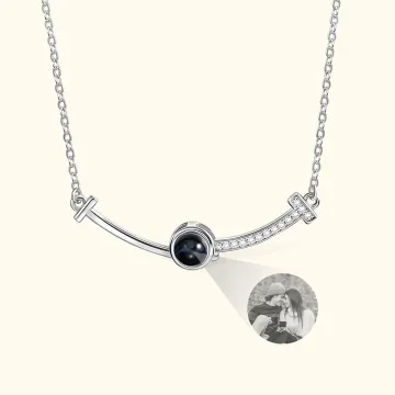 Discover Personalised Smile Projection Photo Sterling Silver Necklace with Cubic Zircon Birthday Mother's Day Gift for Her