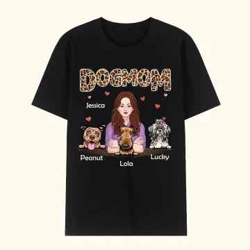 Discover Personalised Dog Mom Cotton T-shirt with Names