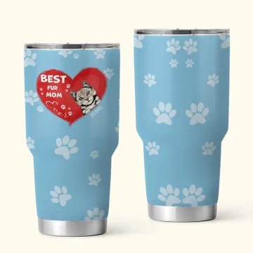 Discover Personalised Multi-colour Paw Best Fur Mom Dad Tumbler with 1-3 Names 30oz Birthday Father's Day Gift for Pet Lover