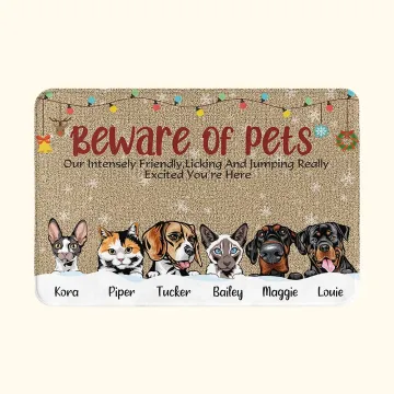 Discover Personalised Beware Of Pets Funny Pet Door Mat Birthday Christmas Gift for Dog Cat Pet Lovers
