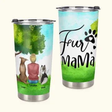Discover Personalised Fur Mama/Papa 20 oz Stainless Steel Tumbler with Name Perfect Birthday Christmas Gift for Dog Lovers
