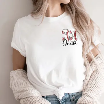 Discover Personalised Baseball Number 100% Cotton T-shirt with Name Birthday Baseball Game Gift for Baseball Mom Baseball Lovers