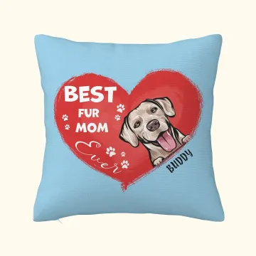 Discover Personalised Best Fur Mom Ever Pet Heart Shape Design Throw Pillow Cover Birthday Gift for Pet Lover Owner Sofa Decor