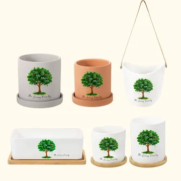 Discover Personalised Ceramic Family Tree Name Flower Pot Multi Style Available Thanksgiving Gift for Grandfather Grandmother