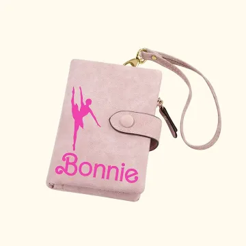 Discover Personalised Tri-Fold Pink Ballet Girl Leather Wallet with Coin Holder Birthday Christmas Gift for Woman