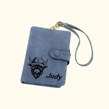 Discover Personalised Multicolour Tri-Fold Scottish Highland Cow Leather Wallet with Name and Card Holder Birthday Christmas Gift for Woman
