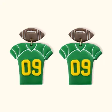 Discover Personalised Handmade 3D Football Jersey Clay Earrings with Number Sterling Silver Post Birthday Game Day Gift for Football Fans Football Mom