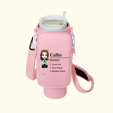 Discover Personalised Cartoon Character Name Definition Water Bottle Carrier Bag with Pouch and Adjustable Strap Tumbler Accessories Birthday Gift for Women