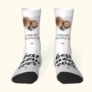 Discover Personalised Best Mom Ever Adult Heart Photo Socks Clothing Accessory Mother's Day Birthday Gift for Mom