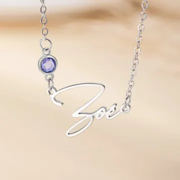 Discover Personalised Elegant Name Birthstone Necklace Dainty Jewellery Birthday Anniversary Gift for Women