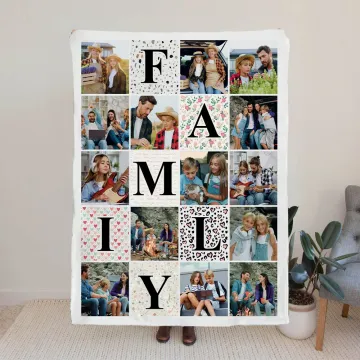 Discover Personalised 14 Family Photos Collage Soft Throw Blanket Home Decor Birthday Mother's Day Gift for Family