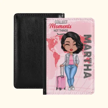 Discover Personalised Collect Moments Not Things Stylish and Handy Passport Cover with Name Travel Trip Accessory Birthday Christmas Gift for Friends Family