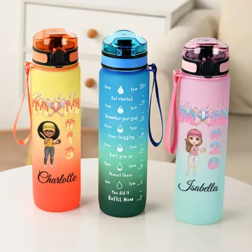 Discover Personalised Gradient Baseball Mom Ice Cream Name 32 oz Water Bottle with Time Marker Mother's Day Competition Training Gift for Baseball Player Lover