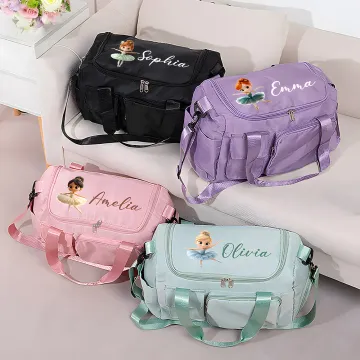 Discover Personalised Cartoon Ballerina Girl Multi-compartment Large Travel Bag with Name and Shoulder Strap Sports Accessories Birthday Gift for Her