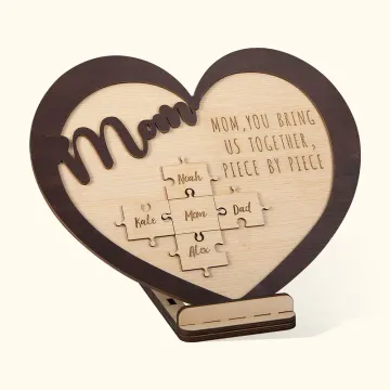 Discover Personalised Puzzle Heart Decoration Wall Sign Gift for Mom