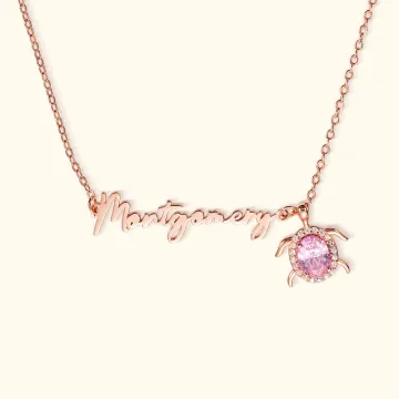 Discover Personalised Sea Turtle Sterling Silver Name Necklace with Birthstone Mother's Day Birthday Gift for Her
