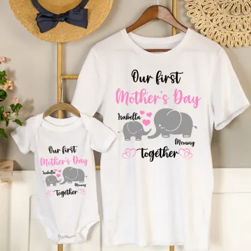 Discover Our First Mother's Day Together - Personalised 100% Cotton T-shirt Baby Bodysuit with Names Mother's Day Gift for Newborn