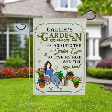 Discover Personalised Cartoon Character Plant Flower Garden Flag with Name Garden Decorations Parents' Day Gift for Mom Grandma Family Gardening Lovers