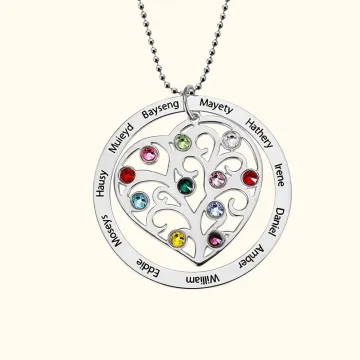 Discover Gift for Mum Family Names Birthstone Necklace