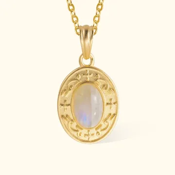 Discover Personalised Vintage Moonstone Necklace with Engraved Text Mother's Day Anniversary Birthday Gift for Girlfriend Mother Wife Best Friend