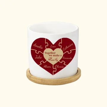 Discover Personalised Multi-style Heart Puzzle Flower Pot Together We Make A Family Gift for Mom or Grandma