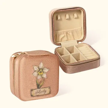 Discover Personalised Velvet Vintage Birth Flower Jewellery Box with and Name Mother's Day Birthday Bridal Party Gifts for Her
