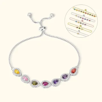 Discover Personalised 1-10 Birthstones Family Bracelet Drop Shaped Birthstone Bracelet for Women Grandma Mom Bracelet Birthday Gift Mother's Day Gift
