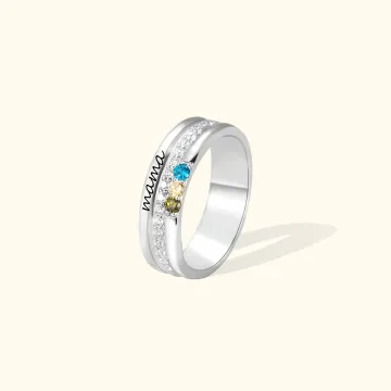 Discover Personalised Mama Family Ring with 1-5 Birthstones for Women Mother Grandma Mother's Day Birthday Jewellery